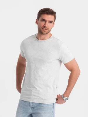 Męski t-shirt fullprint w liście palmy - szary V2 OM-TSFP-0182
 -                                    XL