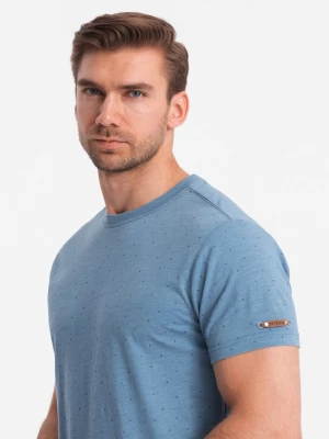 Męski t-shirt fullprint z kolorowymi literami - niebieski denim V4 OM-TSFP-0185
 -                                    S