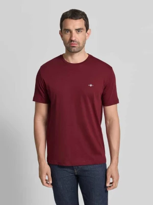 męski t-shirt o kroju regular fit z czystej bawełny Gant Bordowy