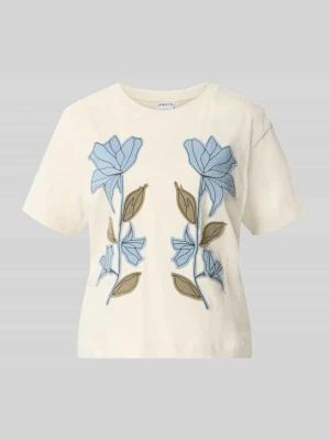 t-shirt z haftami i okrągłym dekoltem Jake*s Écru
