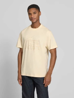 męski t-shirt o kroju regular fit z czystej bawełny Lacoste Beżowy