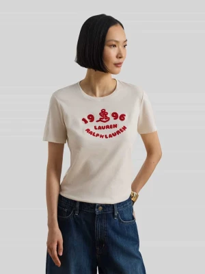 męski t-shirt o kroju regular fit z czystej bawełny Lauren Ralph Lauren Piaskowy