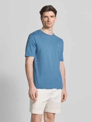 męski t-shirt o kroju regular fit z czystej bawełny Marc O'Polo Jeansowy niebieski