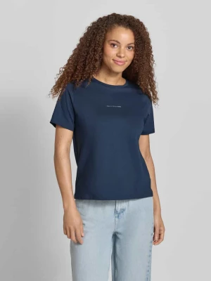T-shirt z detalem z logo Marc O'Polo Granatowy