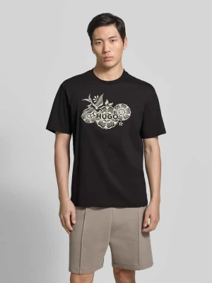 męski t-shirt o kroju regular fit z czystej bawełny model 'DANGEN' Hugo Czarny