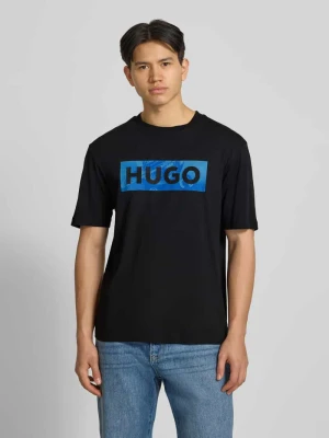 męski t-shirt o kroju regular fit z czystej bawełny model 'NALIEN' Hugo Blue