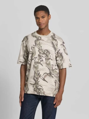 męski t-shirt o kroju regular fit z czystej bawełny model 'TE-BARB' Boss Beżowy