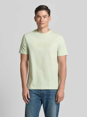 męski t-shirt o kroju regular fit z czystej bawełny model 'TE_LOGO' Boss Limonkowy