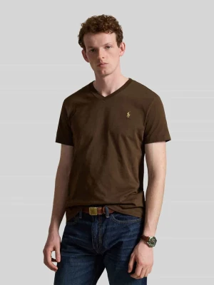 męski t-shirt o kroju regular fit z czystej bawełny Polo Ralph Lauren Średniobrązowy