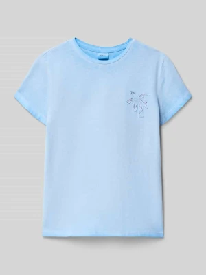 męski t-shirt o kroju regular fit z czystej bawełny s.Oliver Niebieski