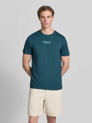 męski t-shirt o kroju regular fit z czystej bawełny s.Oliver Petrol