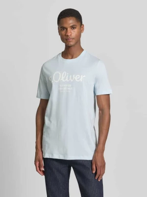 męski t-shirt o kroju regular fit z czystej bawełny s.Oliver Jasnoniebieski