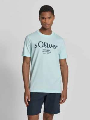 męski t-shirt o kroju regular fit z czystej bawełny s.Oliver Turkusowy