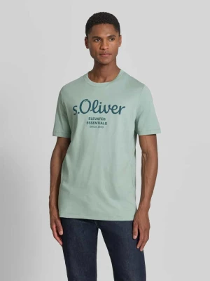 męski t-shirt o kroju regular fit z czystej bawełny s.Oliver Limonkowy