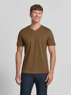 męski t-shirt o kroju regular fit z czystej bawełny s.Oliver Czekoladowy
