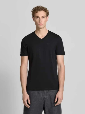 męski t-shirt o kroju regular fit z czystej bawełny s.Oliver Czarny