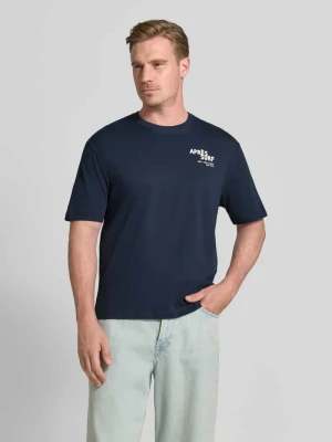 męski t-shirt o kroju regular fit z czystej bawełny s.Oliver Granatowy