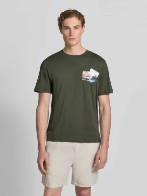 męski t-shirt o kroju regular fit z czystej bawełny Tom Tailor Oliwkowy