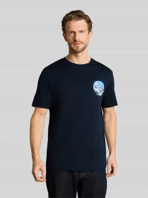 męski t-shirt o kroju regular fit z czystej bawełny Tom Tailor Granatowy