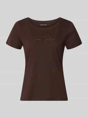 męski t-shirt o kroju regular fit z czystej bawełny Tom Tailor Ciemnobrązowy
