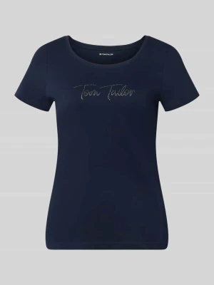 męski t-shirt o kroju regular fit z czystej bawełny Tom Tailor Granatowy