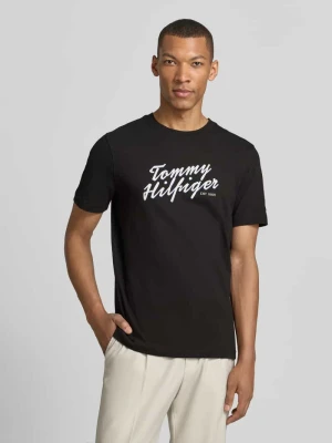 męski t-shirt o kroju regular fit z czystej bawełny Tommy Hilfiger Czarny