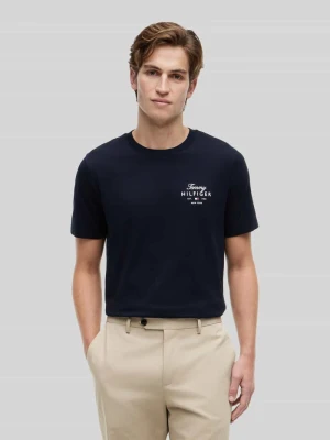 męski t-shirt o kroju regular fit z czystej bawełny Tommy Hilfiger Granatowy