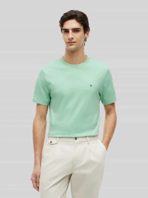 męski t-shirt o kroju regular fit z czystej bawełny Tommy Hilfiger Jasnozielony