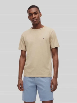 męski t-shirt o kroju regular fit z czystej bawełny Tommy Hilfiger Beżowy