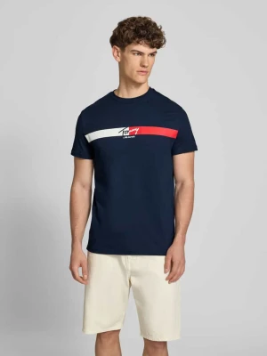 męski t-shirt o kroju regular fit z czystej bawełny Tommy Jeans Granatowy
