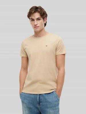 męski t-shirt o kroju regular fit z czystej bawełny Tommy Jeans Beżowy