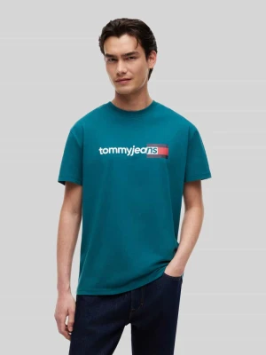 męski t-shirt o kroju regular fit z czystej bawełny Tommy Jeans Petrol