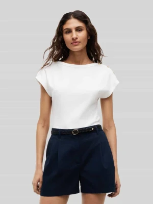 męski t-shirt o kroju regular fit z czystej bawełny z detalami z guzików Tommy Hilfiger Écru