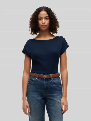 męski t-shirt o kroju regular fit z czystej bawełny z detalami z guzików Tommy Hilfiger