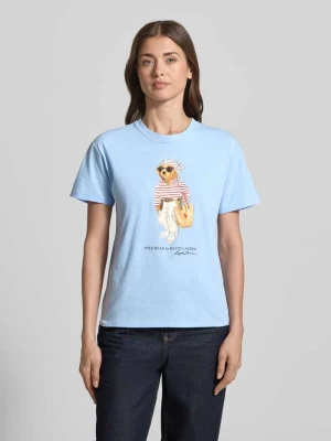 męski t-shirt o kroju regular fit z czystej bawełny z motywem BEAR Polo Ralph Lauren Jasnoniebieski