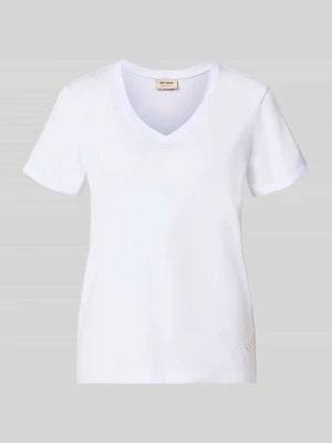 męski t-shirt o kroju regular fit z dekoltem w serek model 'Dala' MOS MOSH Biały