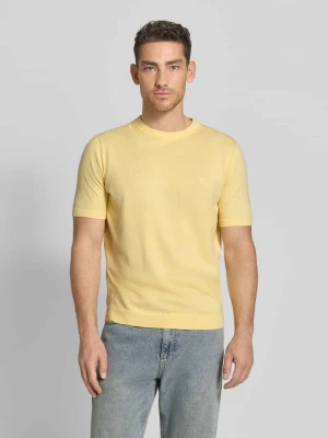 męski t-shirt o kroju regular fit z mieszanką lnu i bawełny w imitacji dzianiny FYNCH-HATTON