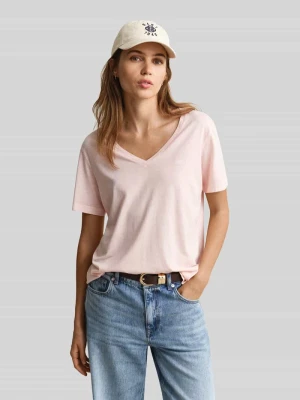męski t-shirt o kroju regular fit z mieszanki bawełny Gant Różowy