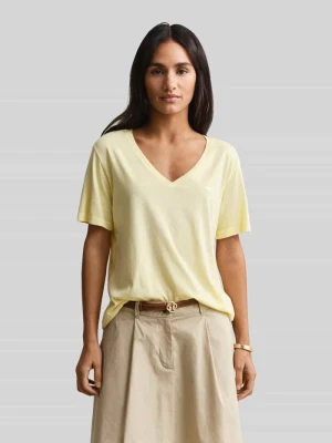 męski t-shirt o kroju regular fit z mieszanki bawełny Gant Żółty