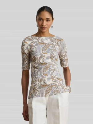 męski t-shirt o kroju regular fit z mieszanki bawełny Lauren Ralph Lauren Piaskowy