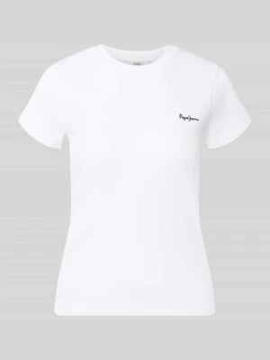 męski t-shirt o kroju regular fit z mieszanki bawełny model 'MERIDA' Pepe Jeans Biały