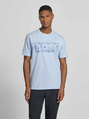 męski t-shirt o kroju regular fit z mieszanki bawełny model 'TS_GLOBE LOGOPATTERN' Boss Morski