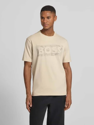 męski t-shirt o kroju regular fit z mieszanki bawełny model 'TS_GLOBE LOGOPATTERN' BOSS Green
