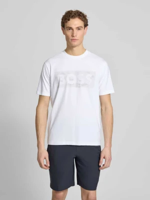 męski t-shirt o kroju regular fit z mieszanki bawełny model 'TS_GLOBE LOGOPATTERN' BOSS Green