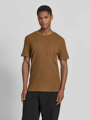 męski t-shirt o kroju regular fit z mieszanki bawełny s.Oliver Średniobrązowy
