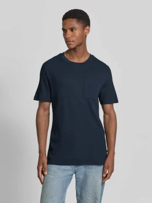 męski t-shirt o kroju regular fit z mieszanki bawełny s.Oliver Granatowy
