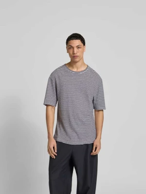 t-shirt o kroju regular fit z mieszanki lnu Officine Générale Granatowy