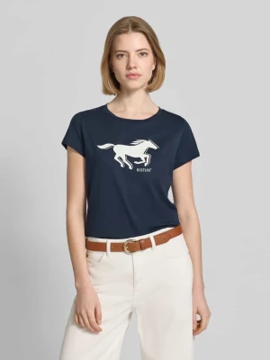 męski t-shirt o kroju regular fit z nadruk z logo model 'Loa' Mustang Czarny