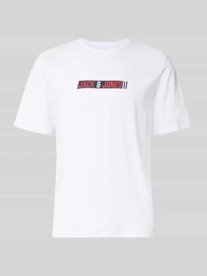 męski t-shirt o kroju regular fit z nadruk z logo model 'Munk' Jack&Jones Biały