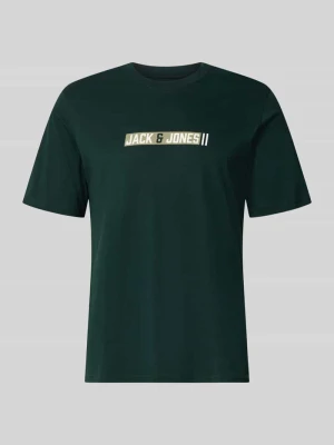 męski t-shirt o kroju regular fit z nadruk z logo model 'Munk' Jack&Jones Oliwkowy
